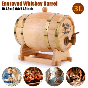 3L Engraved Whiskey Barrel with Stand