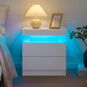 Cubehom LED Nightstands with 2 Drawers