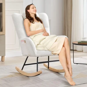 Nursery Rocking Chair Teddy Upholstered Glider