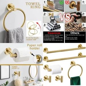 24 Brushed Gold Bathroom Accessory Set