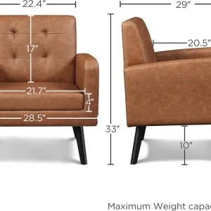 Mid-Century Accent Chairs, PU Leather