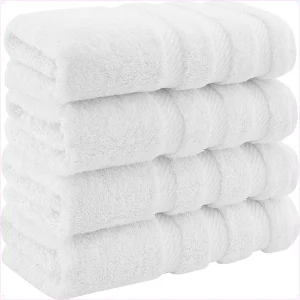 Soft and luxurious bathroom towels, white