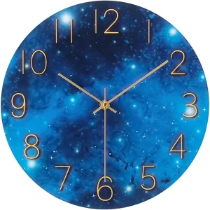 12'' Silent Non-Ticking Wall Clock with Cosmic Galaxy,