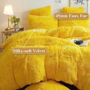3-Piece Silky-Soft Velvet Faux Fur Bedding Set