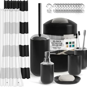 20-Piece Black Bathroom Accessory Set